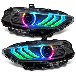 Ford Mustang Headlight Assembly - ORACLE Lighting - Black Series - Dynamic ColorSHIFT - `18-`23